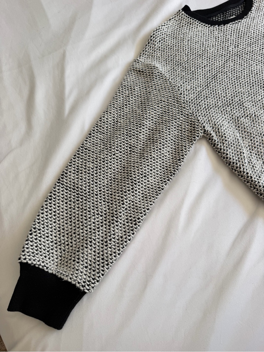 Marine Layer Black White Textured Crew Neck Sweater - Picture 3 of 16